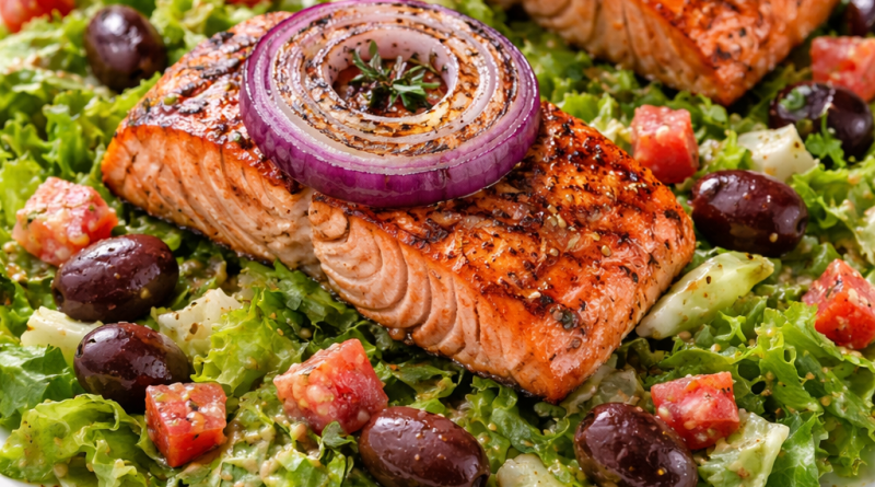 салат с диким лососем